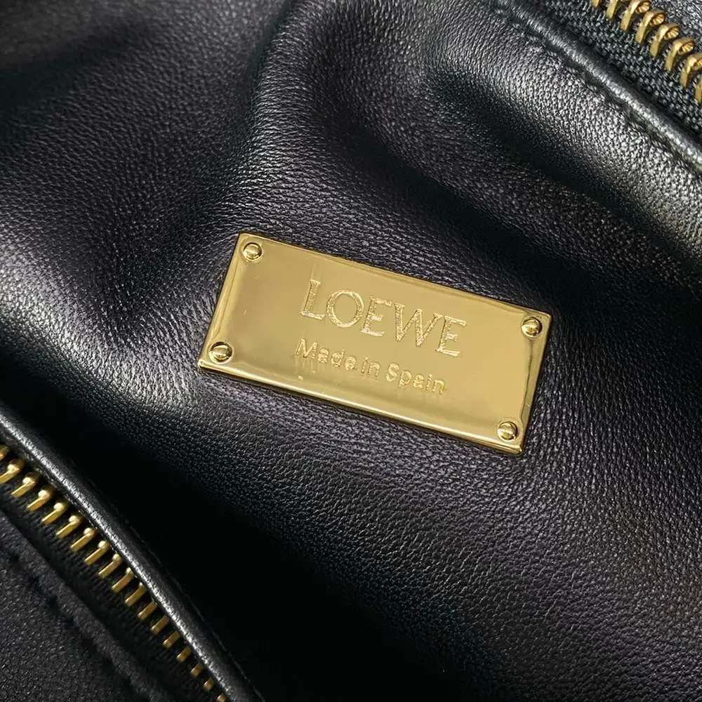 Loewe Featherlight Puzzle Bag, Small Handbag Black Gold